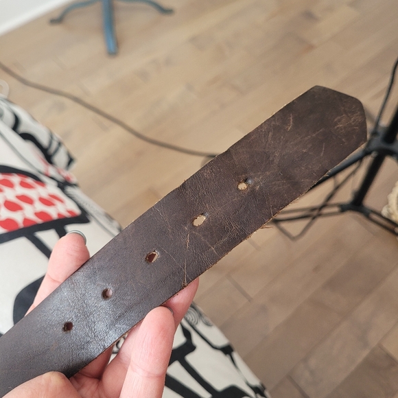 Vintage brown suede waist belt with square Art Deco style buckle - Picture 7 of 7